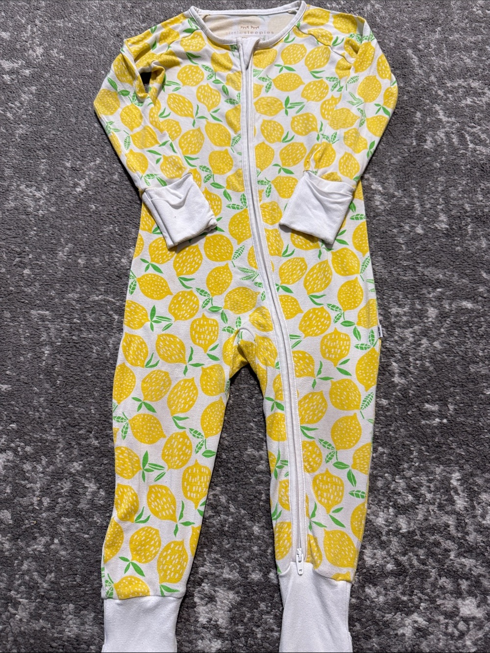 Little Sleepies Yellow Lemon Print One-Piece Zip Pajamas